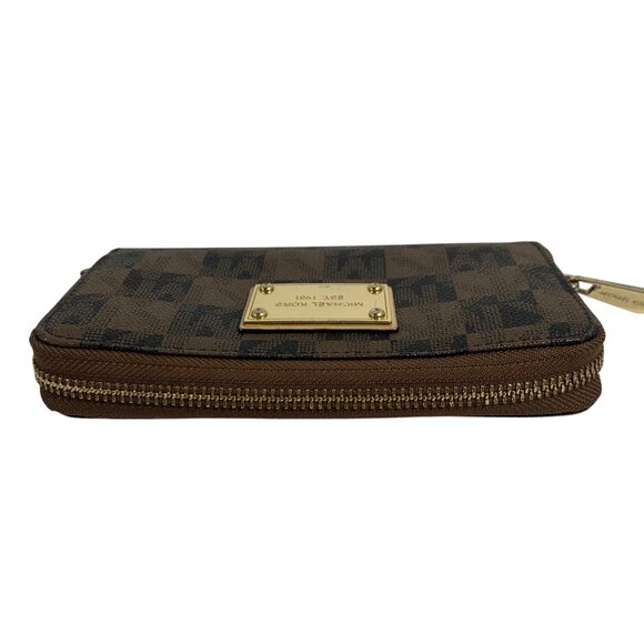 MICHAEL KORS Jet Set Travel MK Logo Continental Wallet Wristlet Brown/Gold - Picture 6 of 10